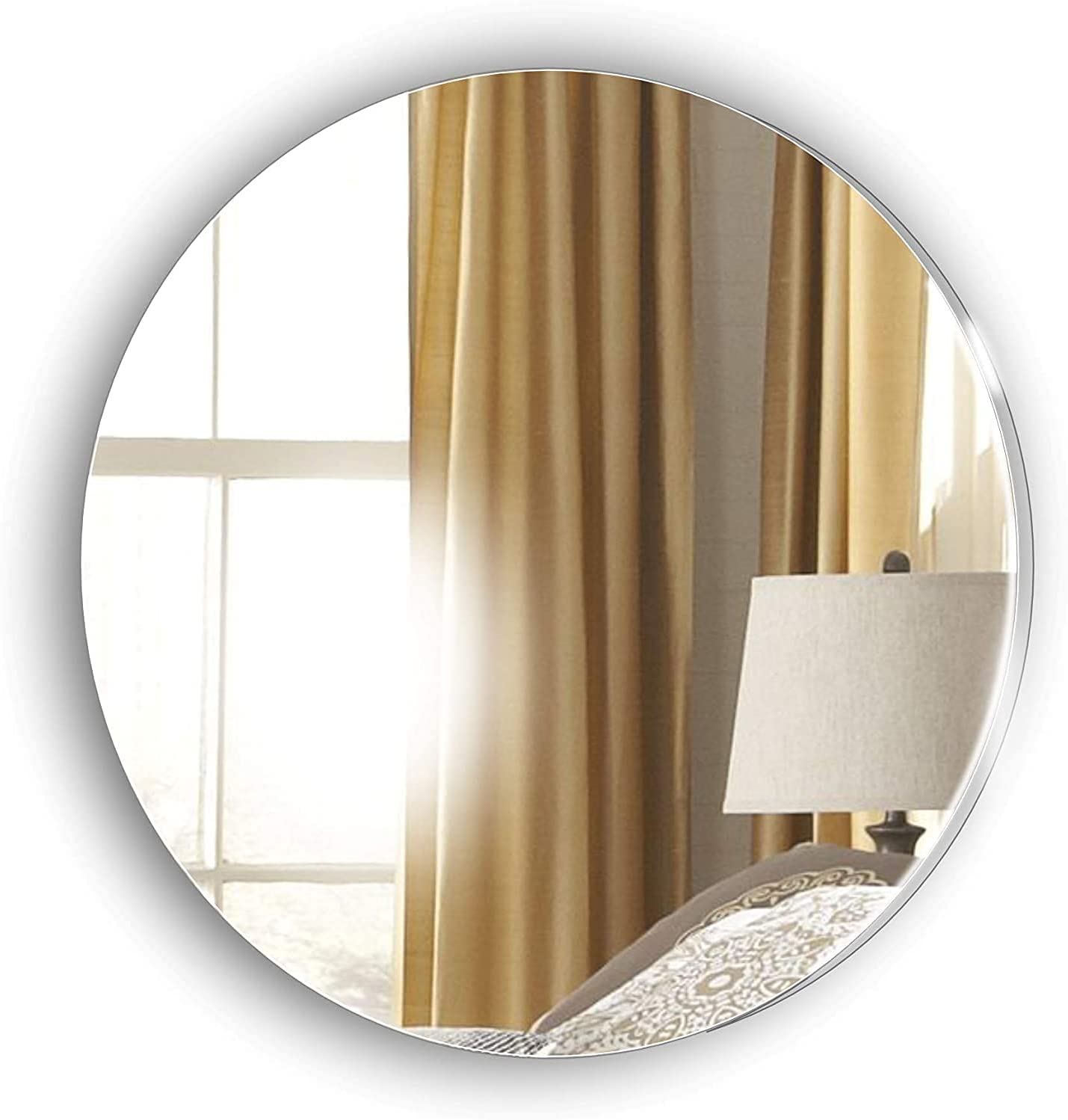 5mm Frameless Circular Shatterproof Mirror No Tools Needed Rear