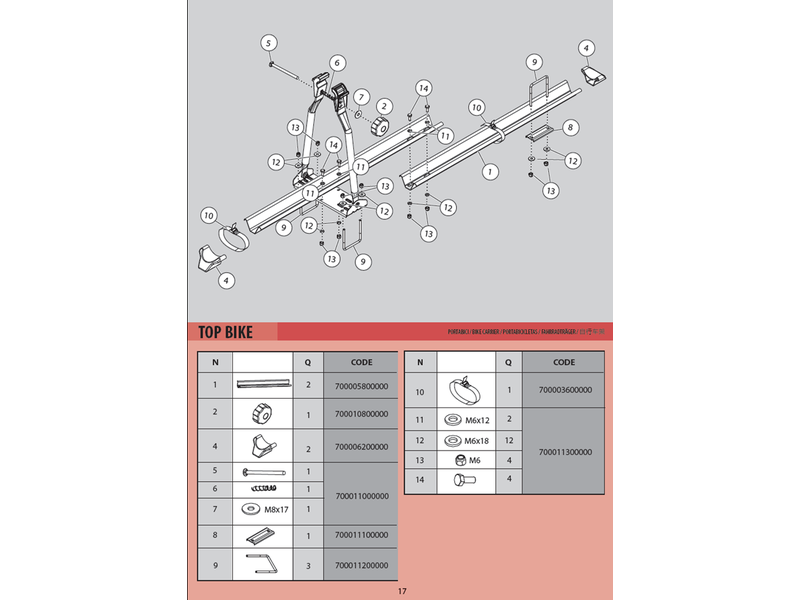 Spare Parts Menabo Bike Carrier TOP BIKE ESupplyLine