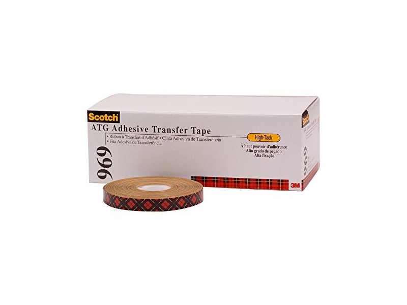 3M ATG Adhesive Transfer Tape 969, 12 mm x 33 m, Clear, Pack of 72