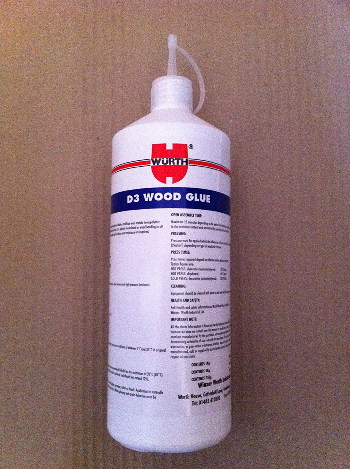 Wurth D3 PVA Wood Glue 1Kg (approx 1 Litre) Professional Quality