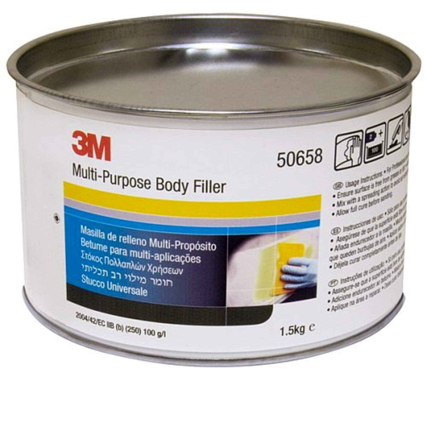 3M MultiPurpose Body Filler, Kit inc. 1.5Kg Tin, 30g Hardener and 1